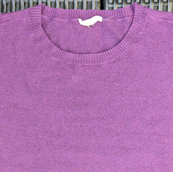 Large Purple Eileen Fisher Italian Yarn Long Sleeve Sweater W/Ribbed Hem & Cuffs - Picture 3 of 8